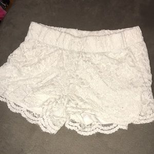White lace shorts